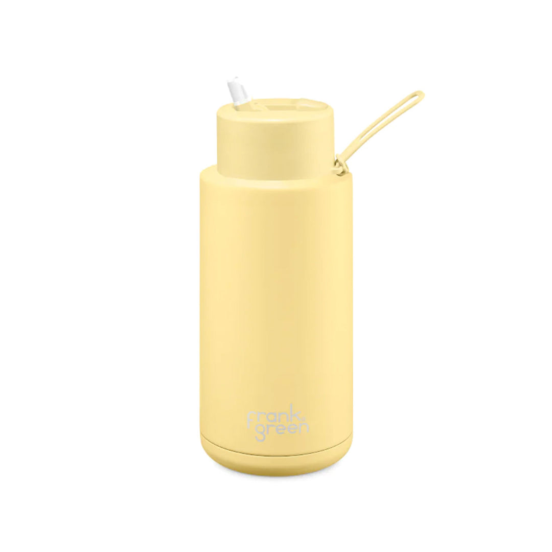 Frank Green Ceramic Reusable Bottle With Straw Lid 1000ml/34oz - Buttermilk