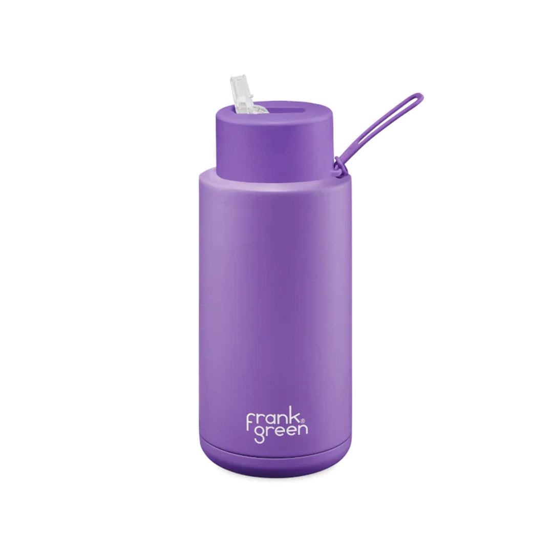 Frank Green Ceramic Reusable Bottle With Straw Lid 1000ml/34oz - Cosmic Purple