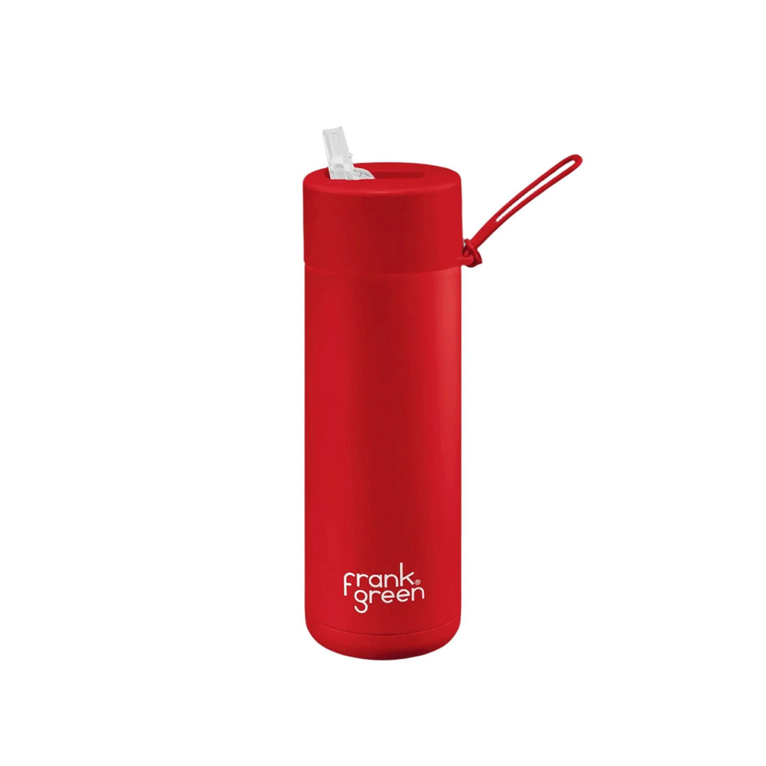 Frank Green Ceramic Reusable Bottle With Straw Lid 595ml/20oz - Atomic Red (Limited Edition)