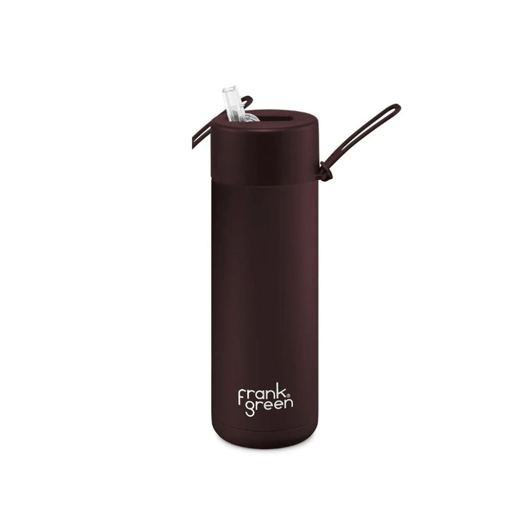 Frank Green Ceramic Reusable Bottle With Straw Lid 595ml/20oz - Chocolate (Limited Edition)