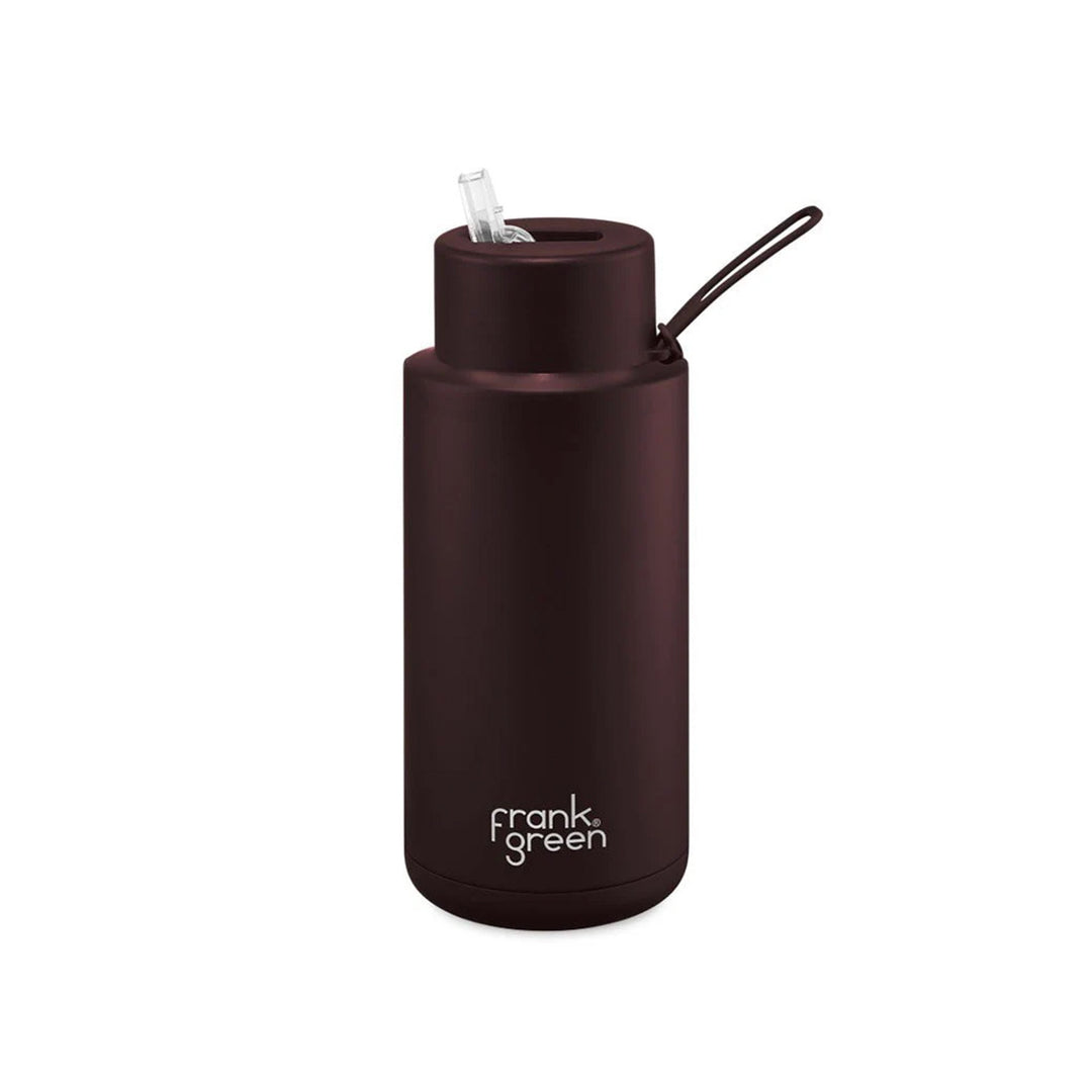 Frank Green Ceramic Reusable Bottle With Straw Lid 1000ml/34oz - Chocolate (Limited Edition)