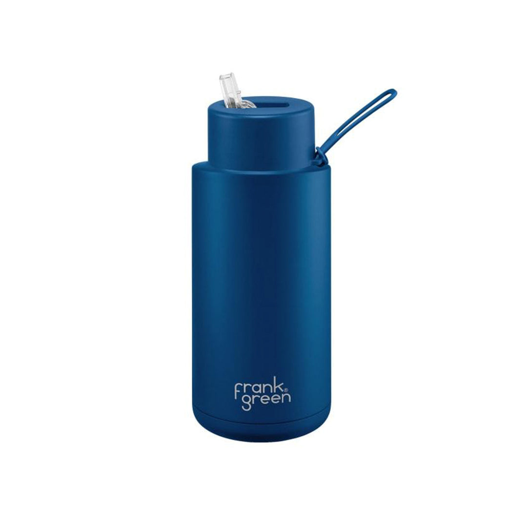 Frank Green Ceramic Reusable Bottle With Straw Lid 1000ml/34oz - Deep Ocean