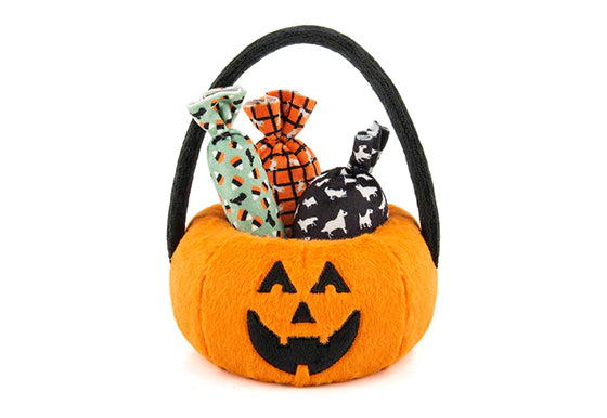 Halloween Pumpkin Basket With 3 Piece Squeaker