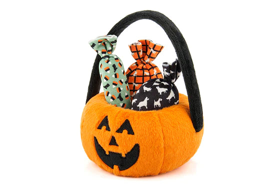 Halloween Pumpkin Basket With 3 Piece Squeaker