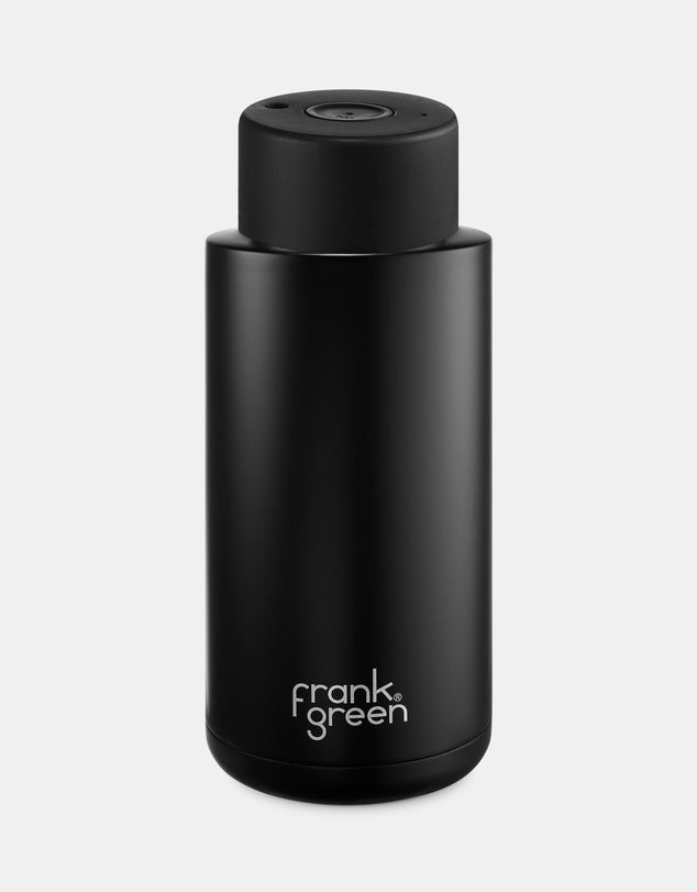 Frank Green Ceramic Reusable Bottle Push Button 1000ml/34oz - Midnight Black